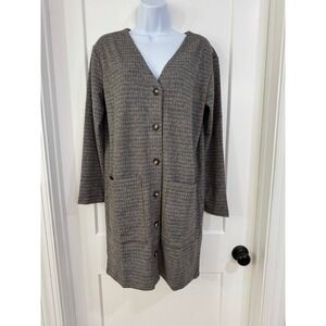 Lou & Grey Loft Chunky Button Up Plaid Cardigan Jacket medium new